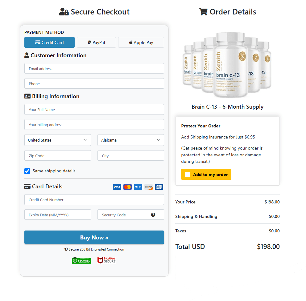 Brain C-13 order page